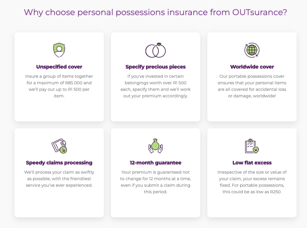 OUTsurance portable possessions benefits